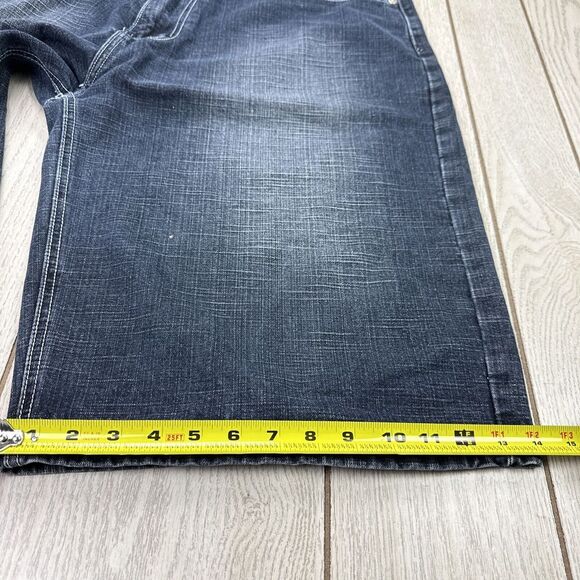Five Elementz Jean Shorts Size 40 Mens Dark Denim Style Patch Y2K Vintage Vtg - Picture 5 of 8